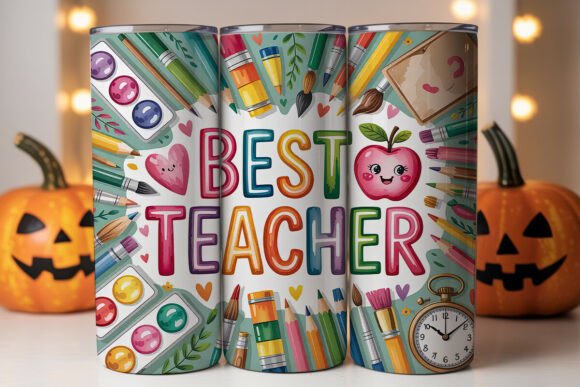 Best Teacher Pastel Watercolor Tumbler: Graphics & Tumbler Wraps