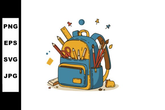 Blue and Yellow School Backpack Filled W Graphics