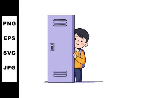 Boy Peeking from Purple School Locker Il