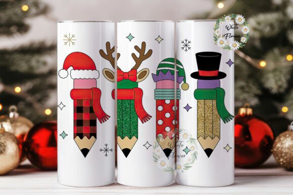 Christmas Teacher Pencil 20oz Tumbler Graphics