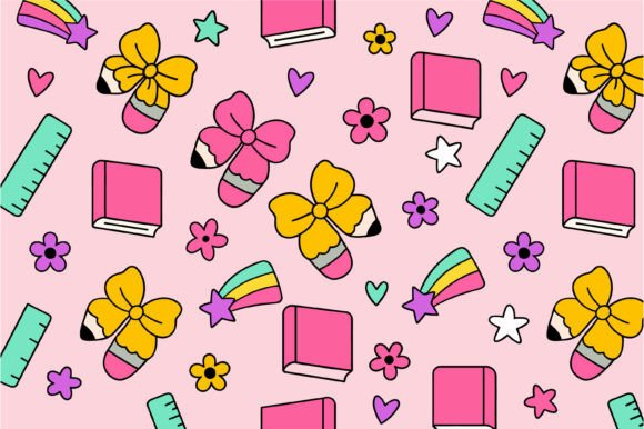 Cute School Supplies Pattern Design