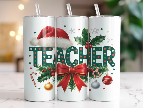 Cute Teacher Christmas Tumbler Design Graphics