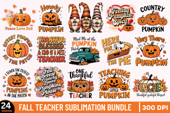 Fall Teacher Sublimation Bundle Graphics