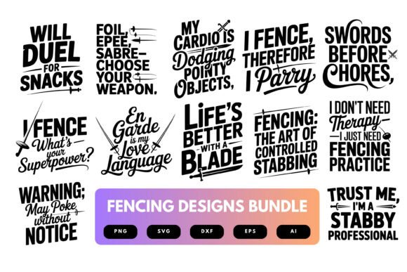 Fencing SVG Bundle: Graphics for T-Shirt Designs