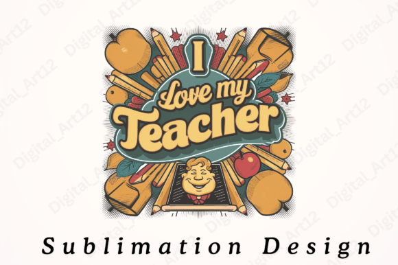 I Love My Teacher Sublimation Design