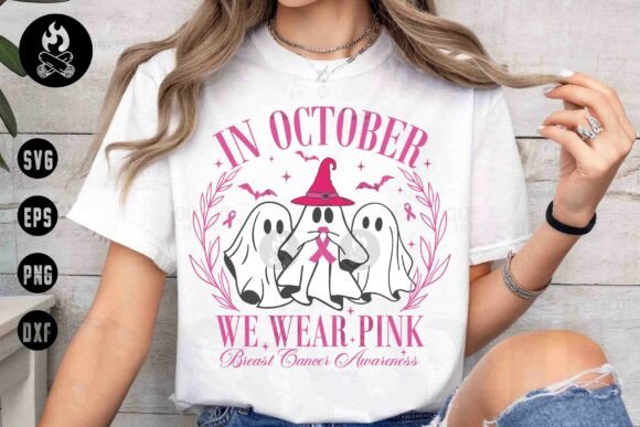 In October We Wear Pink SVG, Halloween Graphics