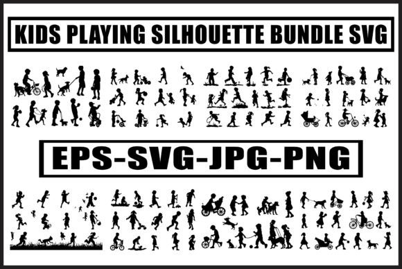 Kids Playing Silhouette SVG Set: Graphics for Playful Branding
