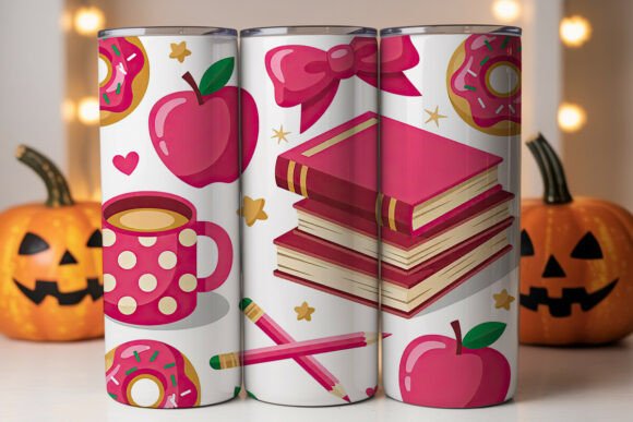 Pink School Tumbler Wrap Graphics