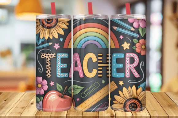 Retro Groovy Teacher Tumbler Wrap Graphics