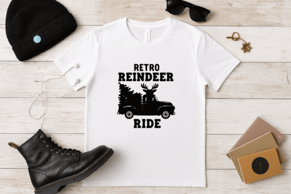 Retro Reindeer Ride SVG and PNG Graphics