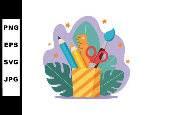 School Supplies Stationery Set with Scis Graphics