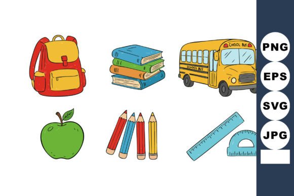 School Supplies Vector Set for Graphics and Illustrations