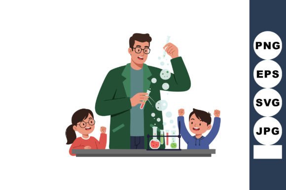 Science Teacher Conducting Chemistry Exp Graphics