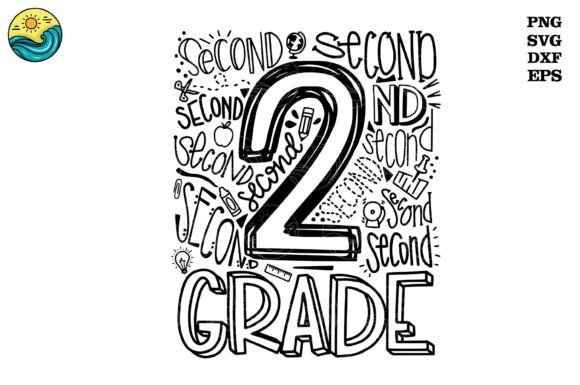 Second Grade Doodle Art SVG, 2nd Grade
