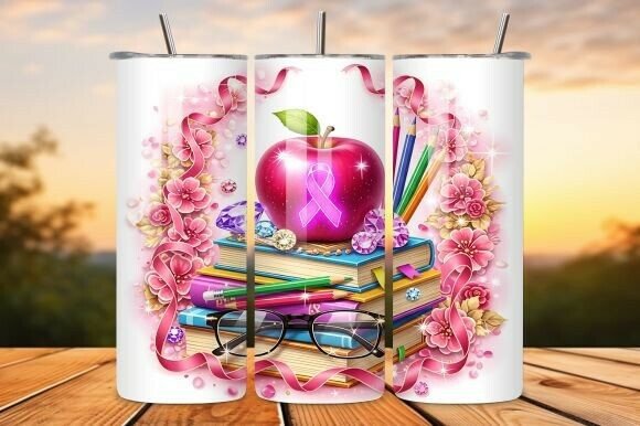 Teacher Breast Cancer Awareness Tumbler Graphics