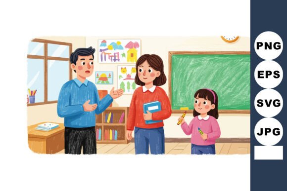 Teacher Explaining Lesson to Mother and: Graphics for Local Business