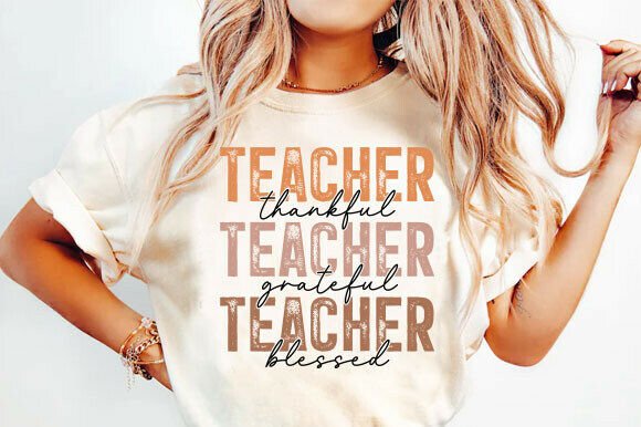 Teacher-Grateful, Thankful, Blessed PNG Graphics