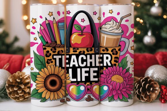 Teacher Life Leopard 20oz Tumbler Wrap Graphics