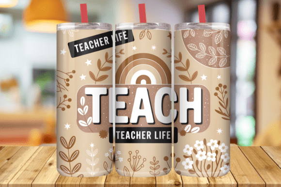 Teacher Life With Floral Tumbler Wrap Graphics