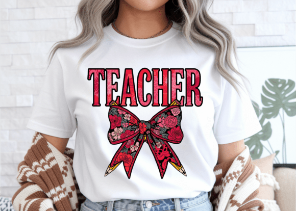 Valentine Day Teacher Coquette Bow PNG Graphics