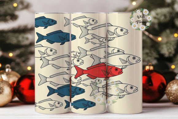 Vintage Fish School 20oz Tumbler Wrap Graphics